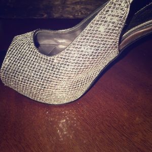 Shimmery Silver Heels  (Worn Twice)